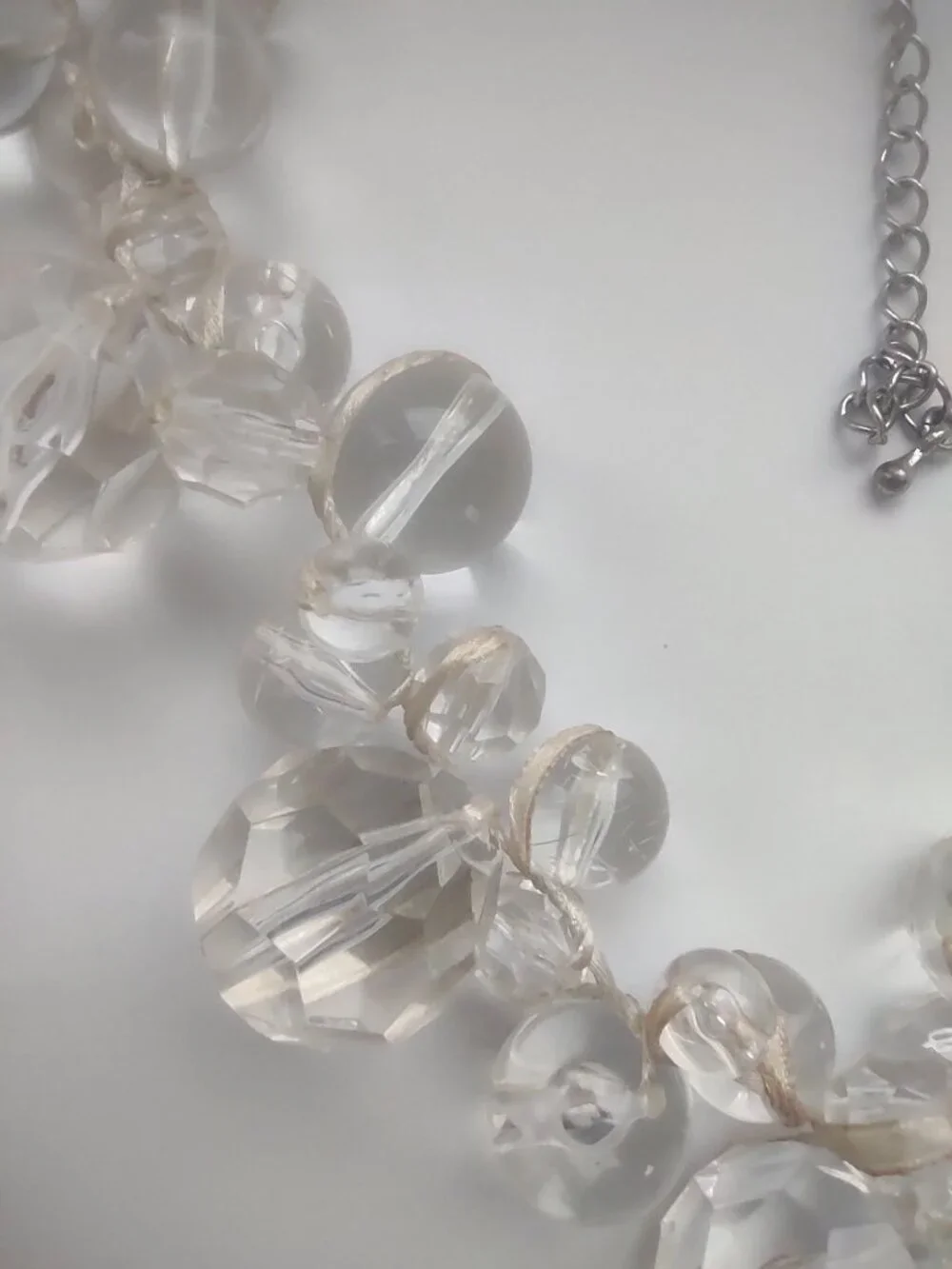 Vintage Clear Crystal Beaded Statement Necklace 15” Bridal Glam